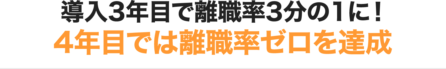 導入3年目で離職率3分の1に！4年目では離職率ゼロを達成