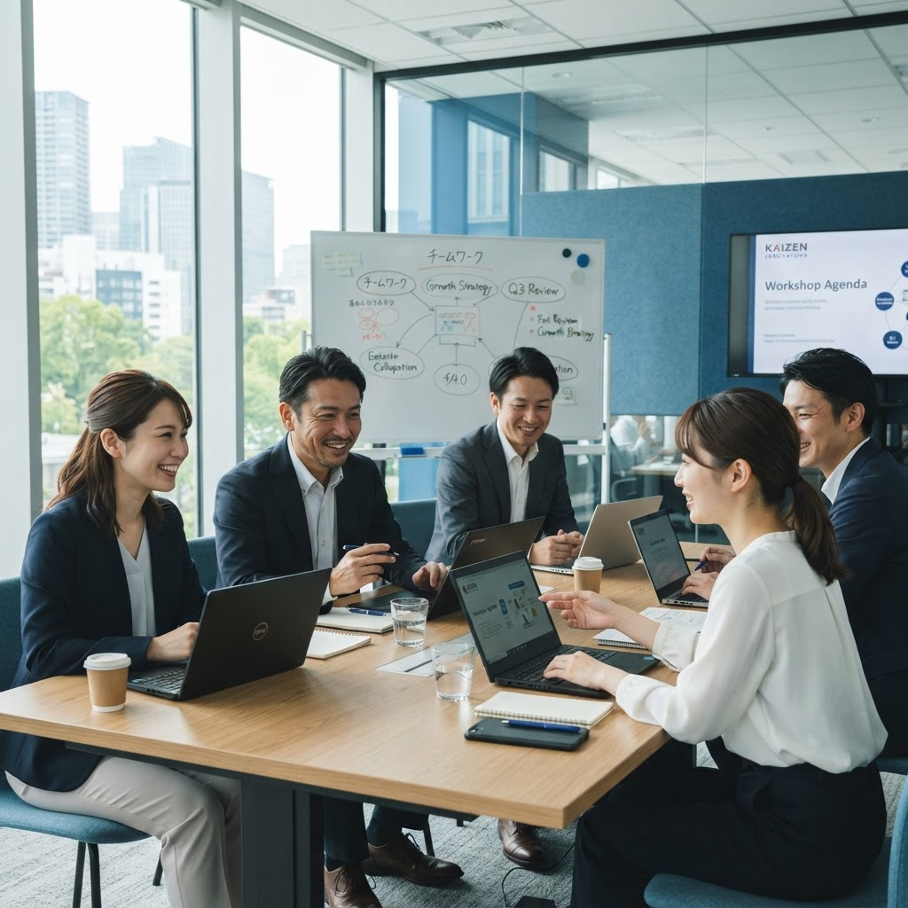 企業向け生成AI研修のワークショップに参加するビジネスパーソンの様子